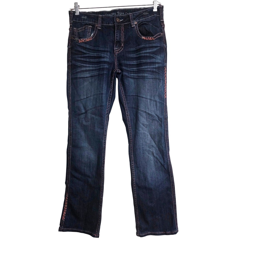 Cowgirl‎ Tuff Co Womens Dark Wash Bootcut Jeans Embroidered Western Sz 31x33 A3